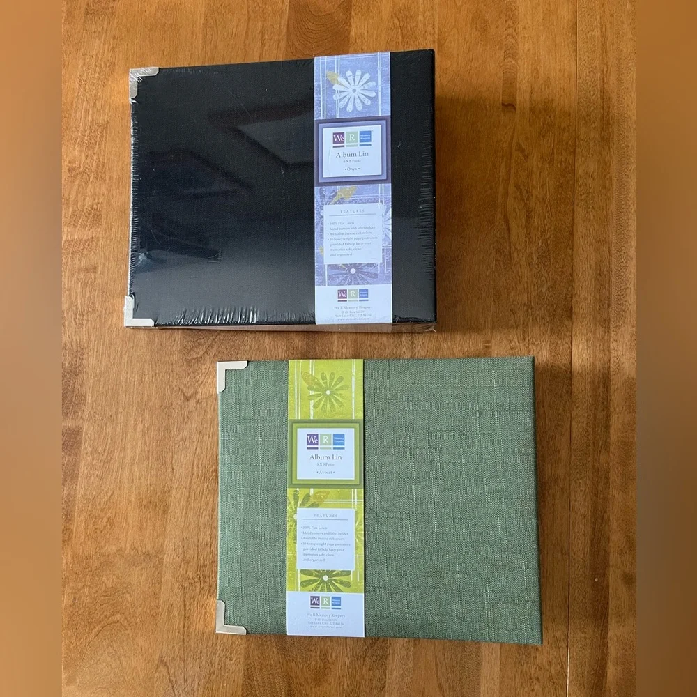 Two Linen Photo Albums By We R Memory Keepers. 1 Black & 1 Green